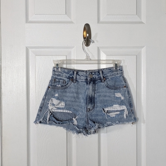 Pacsun Distressed High Rise Festival Shorts in Classic Blue Jean‎ Size 24 - Picture 2 of 7